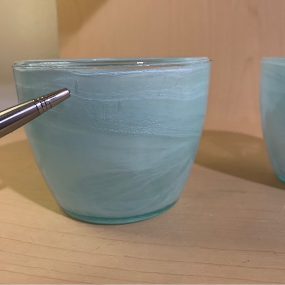 Marbleized Swirl Glass Votive Tea Light Candle Holder 2-1/2" Light Blue Set of 2 - Picture 12 of 12